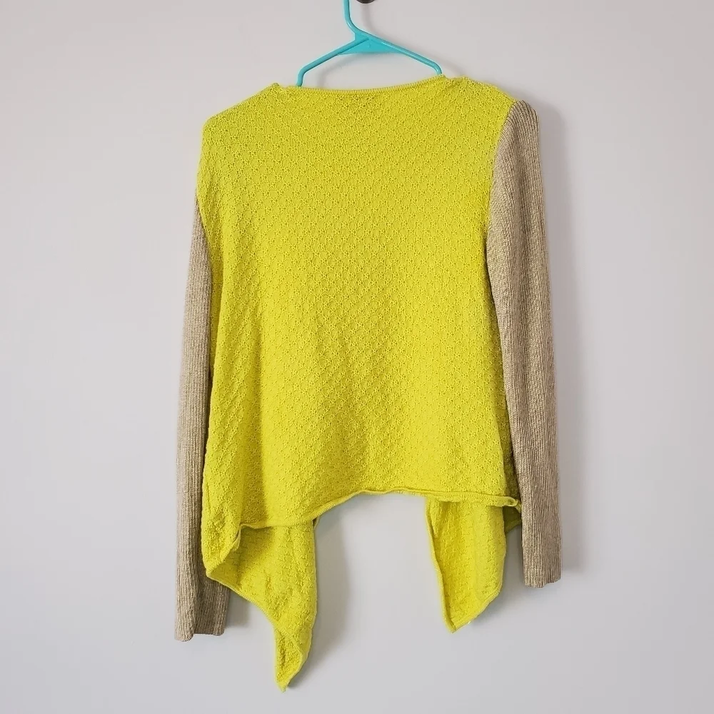 St. John Draped Cardigan Small Neon Yellow Beige